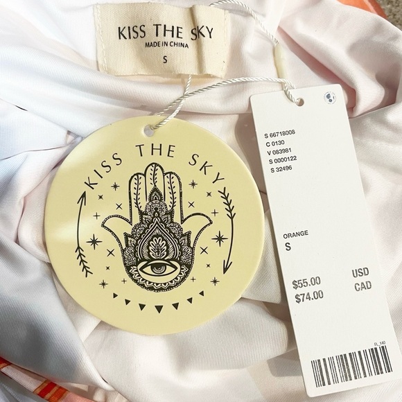 Urban Outfitters Kiss the Sky NWT Strappy Orange Mini Summer Dress Size S - Picture 9 of 11